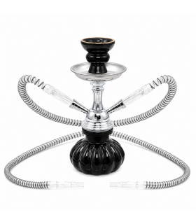 Narghilè Champ Al Malik hookah  in Acrilico colorato 2 Tubo flessibile cromato  H.25 cm colore nero zucca