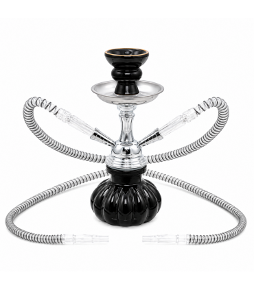 Narghilè Champ Al Malik hookah  in Acrilico colorato 2 Tubo flessibile cromato  H.25 cm colore nero zucca