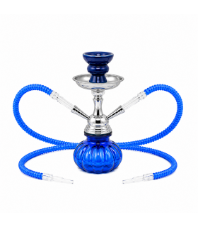Narghilè Champ Al Malik hookah in Acrilico colorato 2 Tubi flessibili cromati  H.25 cm colore blu zucca
