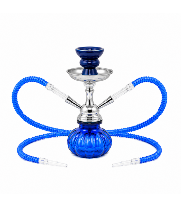 Narghilè Champ Al Malik hookah in Acrilico colorato 2 Tubi flessibili cromati  H.25 cm colore blu zucca