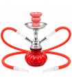 Narghilè Champ Al Malik hookah in Acrilico colorato 2 Tubi flessibili cromato H.25 cm colore rosso zucca