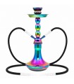 Narghilè Champ Al Malik hookah in Acrilico colorato 2 Tubi flessibili neri H.45 cm colore placcato arcobaleno