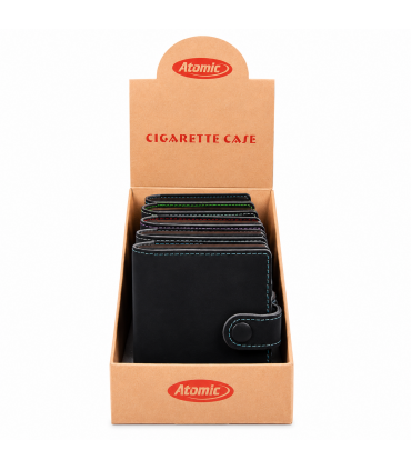 Portasigarette Atomic in METALLO CON CHIUSURA AD ELASTICO E PORTAFOGLIO COLORE NERO Conf. 5 pz