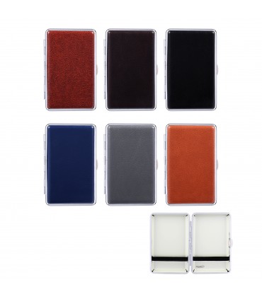 Portasigarette SLIM DA 100MM Atomic RIGIDO CON RIVESTIMENTO IN PELLE MARRONE COLORI ASSORTITI  Conf. 6 pz