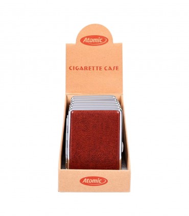 Portasigarette SLIM DA 100MM Atomic RIGIDO CON RIVESTIMENTO IN PELLE MARRONE COLORI ASSORTITI  Conf. 6 pz