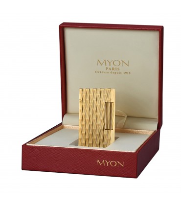 Accendino MYON PARIS IN OTTONE DORATO CON DESIGN A BAMBU  IN UNA ELEGANTE SCATOLA DA REGALO