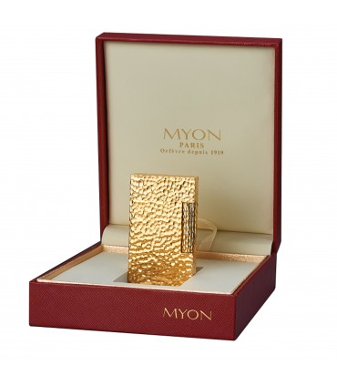 Accendino MYON PARIS BRASS  2 IN OTTONE DORATO CON DESIGN A METEORA DORATA   IN UNA ELEGANTE SCATOLA DA REGALO