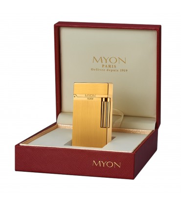 Accendino MYON PARIS BRASS 3 IN OTTONE DORATO CON FINITURA ORO SATINATO  IN UNA ELEGANTE SCATOLA DA REGALO