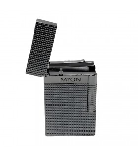 Accendino MYON PARIS BRASS 6 Silver lines in argento satinato IN UNA ELEGANTE SCATOLA DA REGALO