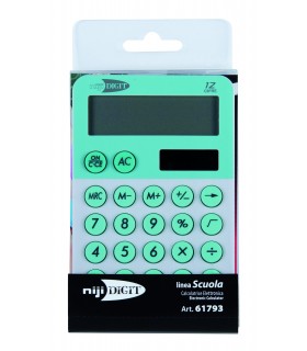 CALCOLATRICE TASCABILE A 12 CIFRE MIS12x7.5 CM TASTI IN GOMMA, DOPPIA ALIMENTAZIONE (SOLARE E BATTERIA),