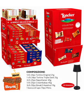 KIT LOACKER WAFER ASSORTITI 178PZ.+ EXPO MINIS DA 70PZ.OMAGGIO  SET DA 6 CALICI DI VINO IN PRENOTAZIONE C/O DA SETTEMBRE