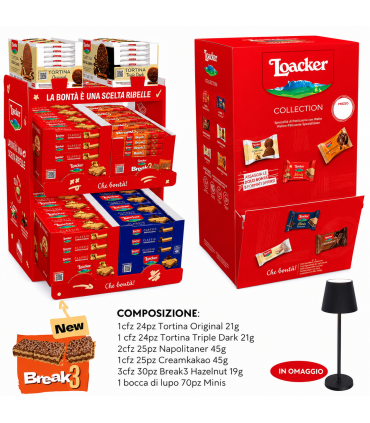 KIT LOACKER WAFER ASSORTITI 178PZ.+ EXPO MINIS DA 70PZ.OMAGGIO  SET DA 6 CALICI DI VINO IN PRENOTAZIONE C/O DA SETTEMBRE