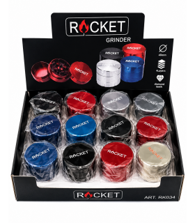 GRINDER ROCKET TRITATABACCO DIAMETRO 30 MM. 3 PARTI IN METALLO CONF. DA 12 PZ.