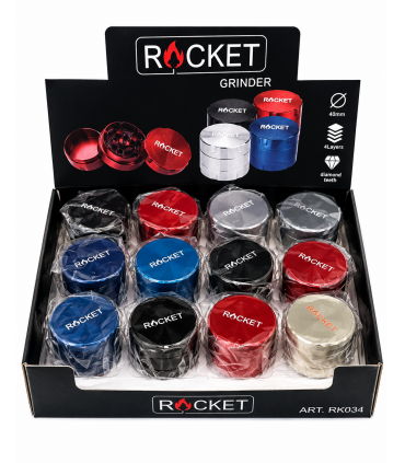 GRINDER ROCKET TRITATABACCO DIAMETRO 30 MM. 3 PARTI IN METALLO CONF. DA 12 PZ.