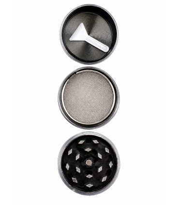 GRINDER ROCKET TRITATABACCO DIAMETRO 40 MM. 3 PARTI IN METALLO + SPATOLA CONF. DA 12 PZ.