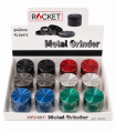 GRINDER ROCKET TRITATABACCO DIAMETRO 40 MM. 4 PARTI IN METALLO + SPATOLA  CONF. DA 12 PZ.