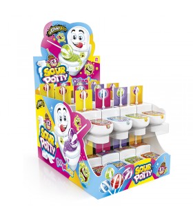 Lecca lecca sour potty con polverina frizzante 19g. expo 24 pz. ASSORTITI