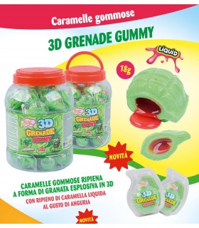 CARAMELLE GOMMOSE CON INTERNO LIQUIDO JOYGUM GRENADE GUMMY DA 18GR. EXPO 50 PZ.