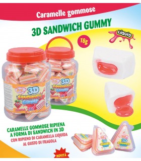 CARAMELLE GOMMOSE JOYGUM CON INTERNO LIQUIDO A FORMA DI DANDWICH DA 18GR EXPO 50PZ