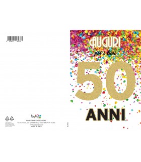 Biglietto MARPIMAR BUON COMPLEANNO 50 ANNI CON FOIL ORO CONF.6 PZ.