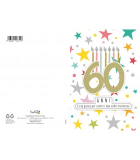 Biglietto MARPIMAR BUON COMPLEANNO 60 ANNI SPECIAL CON APPLICAZIONI IN 3D CONF.6 PZ.