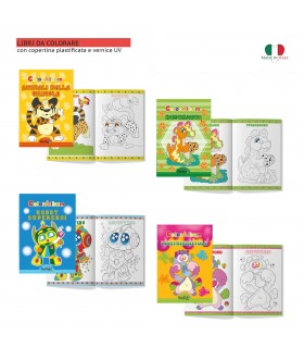 4 Libri marpimar da Colorare con copertina plastificata E VERNICE UV  da 16 Pagine assortiti come in foto