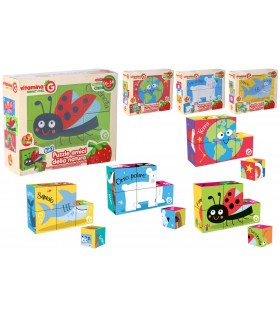 CUBI PUZZLE ANIMALI MIS. 6X6 CM. CON 6 FIGURE GLOBO GIOCHI DISPONIBILE IN 4 MODELLI