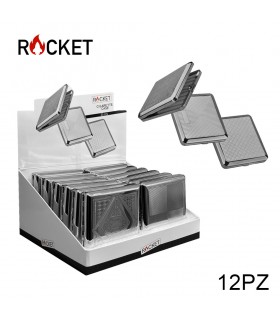 Portasigarette ROCKET  in Metallo  Conf. 12 pz GRAFICHE ASSORTITE