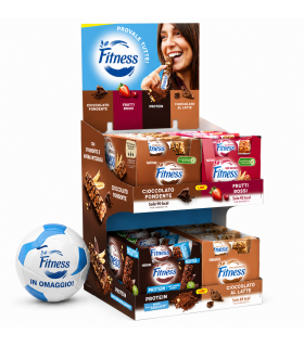 EXPO BARRETTE FITNESS CIOCCOLATO, CACAO PROTEIN, FRUTTI ROSSI E CIOCCOLATO AL LATTE TOTALE 96PZ IN OMAGGIO PALLONE DI CUOIO