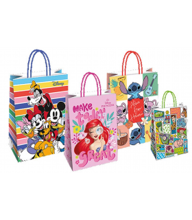 Buste Carta WALT DISNEY con manico in cordino Misura 26x12x35 conf. 25 pz. assortite con 5 colori