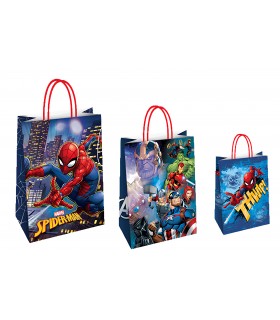 Buste Carta AVENGERS con manico in cordino Misura 26x12x35 conf. 25 pz. assortite con 5 colori