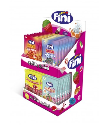 ESPOSITORE  DA BANCO CARAMELLE FINI DA 36 PZ. BUSTINE DA 90GR. CON GUSTI ASSORTITI COME IN FOTO