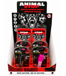 Spray Antiaggressione ANIMAL STOP E DIVA al Peperoncino 4PZ DA 15ML E 2PZ DA 20ML EXPO DA 6PZ