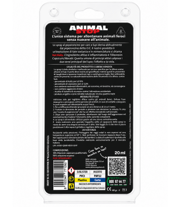 Spray Antiaggressione ANIMAL STOP E DIVA al Peperoncino 3PZ DA 15ML E 3PZ DA 20ML EXPO DA 6PZ