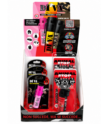 Spray Antiaggressione ANIMAL STOP E DIVA al Peperoncino 3PZ DA 15ML E 3PZ DA 20ML EXPO DA 6PZ