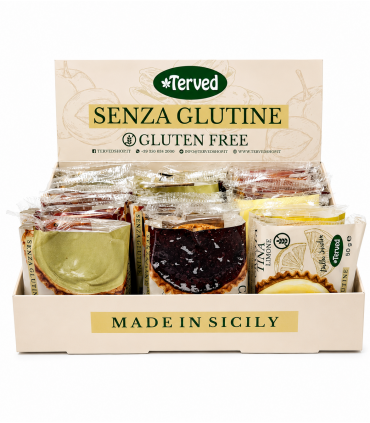 CROSTATINE ARTIGIANALI TERVED 50g SENZA GLUTINE con farina di grano di saraceno EXPO DA 24PZ. assortiti con 6 gusti