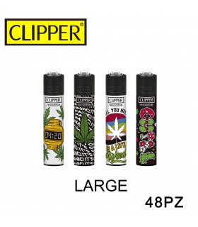 Accendino Clipper LARGE WEED TIME conf. 48 pz. assortiti con 4 grafiche