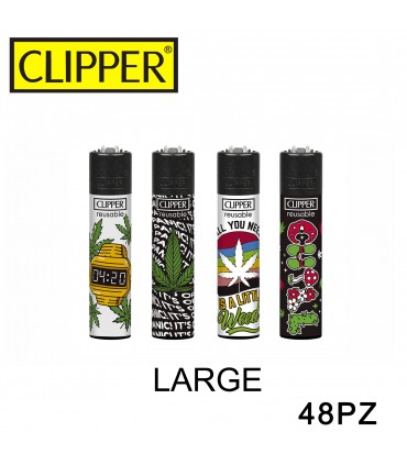 Accendino Clipper LARGE WEED TIME conf. 48 pz. assortiti con 4 grafiche