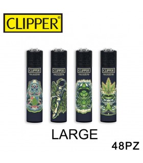 Accendino Clipper LARGE COSMIC WEED conf. 48 pz. assortiti con 4 grafiche