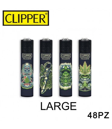 Accendino Clipper LARGE COSMIC WEED conf. 48 pz. assortiti con 4 grafiche