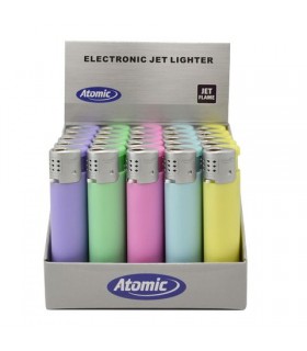 ACCENDINO ATOMIC ELETTRONICO TURBO OVALI CONF.25 PZ. ASSORTITI CON 5 COLORI