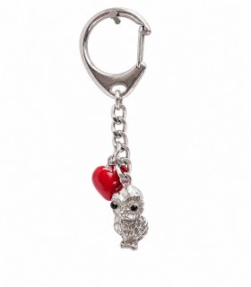 CORNO RPEDAN IN METALLO SMALTATO GUFO + CUORE CONFEZIONATO IN SCATOLA REGALO