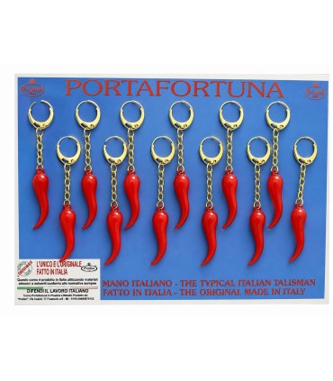 Corno PICCOLO H.5CM  Predan in plastica con catena cartella da 12 pz.