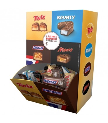 MINI MARS-TWIX-SNICKERS-BOUNTY IN EXPO A BOCCA DI LUPO DA 2kg (circa 105PZ.)