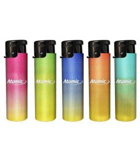 ACCENDINO ATOMIC ELETTRONICO TURBO PUNTINI TATTILI OVALI CONF.25 PZ. ASSORTITI CON 5 COLORI