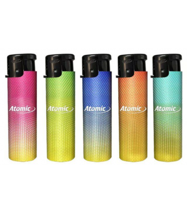 ACCENDINO ATOMIC ELETTRONICO TURBO PUNTINI TATTILI OVALI CONF.25 PZ. ASSORTITI CON 5 COLORI