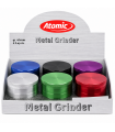 GRINDER ATOMIC IN METALLO COLORATO TRITATABACCO DIAMETRO 63 MM. 4 PARTI + SPATOLA  CONF. DA 6 PZ.