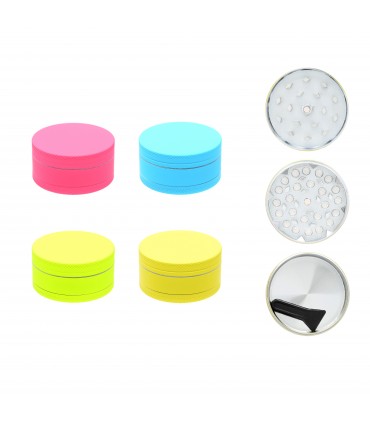 GRINDER ATOMIC IN METALLO COLORATO TRITATABACCO DIAMETRO 50 MM. 3 PARTI + SPADOLA  CONF. DA 6 PZ.