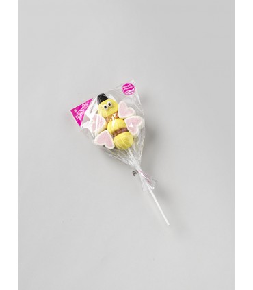 DULCIS SPIEDINI DI MARSHMALLOW A FORMA DI APE CON DECORAZIONE IN ZUCCHERO H.26 CM. DA 60 GR EXPO 12 PZ.