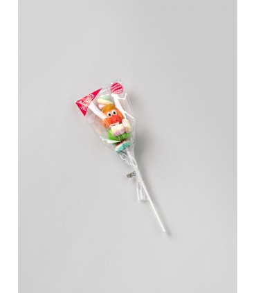 DULCIS SPIEDINI DI MARSHMALLOW ASSORTITI A FORMA DI PUPAZZETTI  CON DECORAZIONE IN ZUCCHERO H.26 CM. DA 40 GR EXPO 20 PZ.